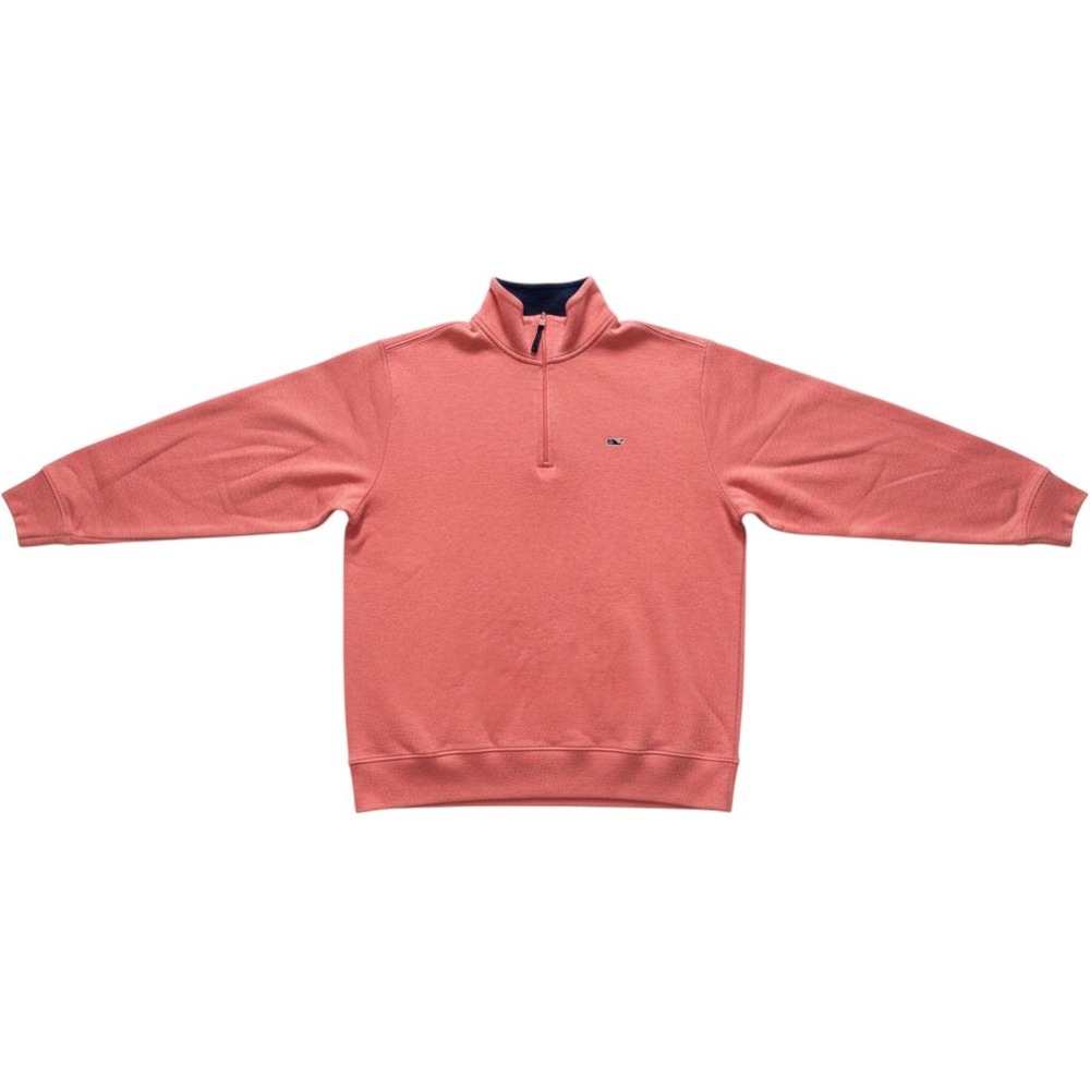 Vineyard Vines Mens Medium Coral Pink 100% Pima Cotton Quarter Zip Pullover